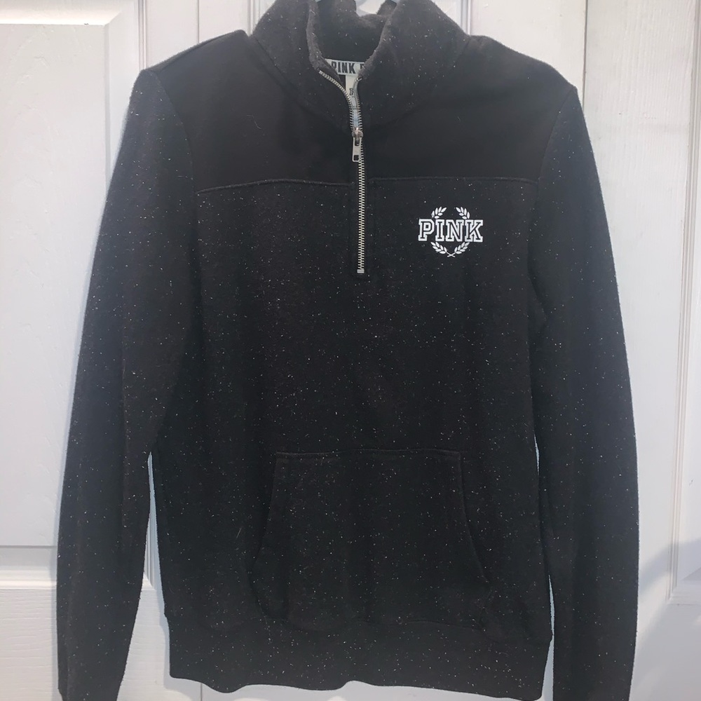 VS Pink black speckled quarter zip